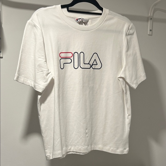 Fila Tops - Fila White Tee with Navy & Red Logo